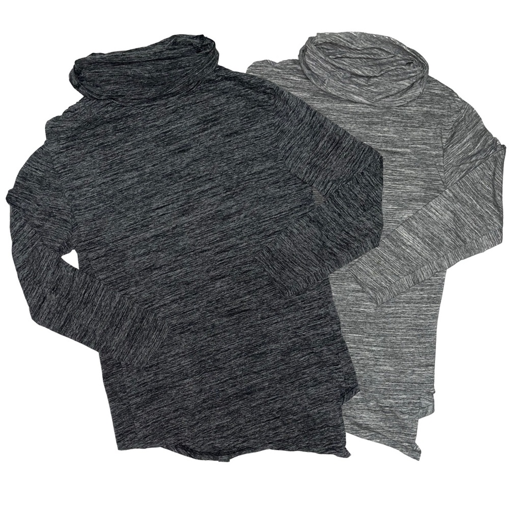 Bundle of 1-Gray & 1-Black Heather Layered Maternity/Nursing Tops